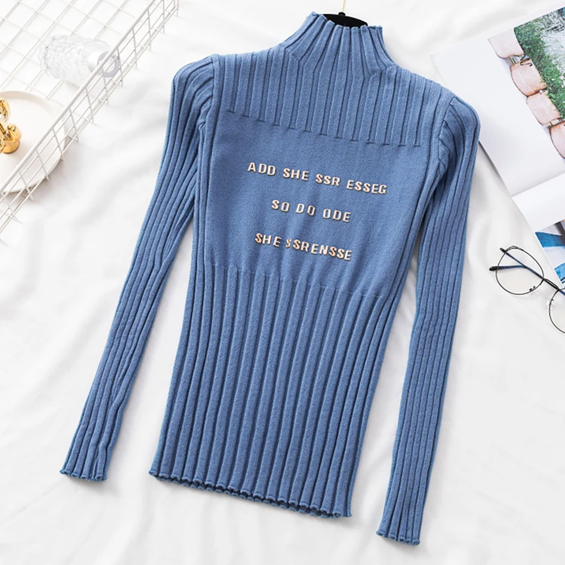 Женская водолазка с длинным рукавом, облегающий пуловер в рубчик с длинными рукавами и надписью, весна-зима 2022
Женская водолазка с длинным рукавом, облегающий пуловер в рубчик с длинными рукавами и надписью, весна-зима 2022