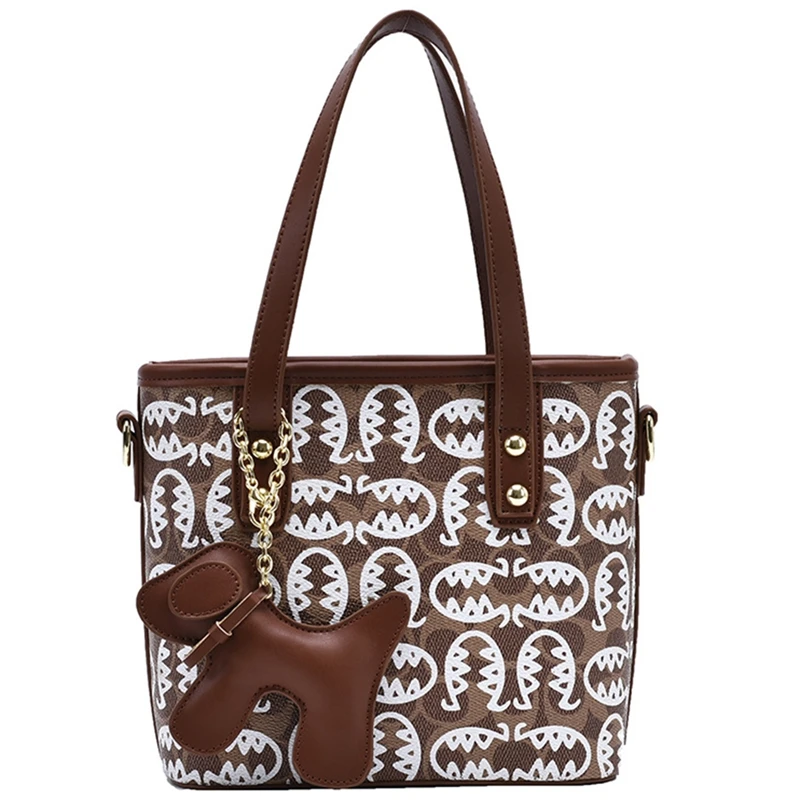 Women's PU Leather Graffiti Print Handbag Fashion Print Rivet Bag Large Capacity Shopping Tote Bucket Bag 
Women's PU Leather Graffiti Print Handbag Fashion Print Rivet Bag Large Capacity Shopping Tote Bucket Bag