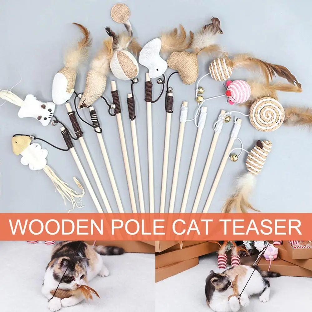 Wooden Cat Interactive Toy Funny Cat Stick Pole With Feathers And Small Bell Cat Training Toy Cotton Rope Interaction Bite Stick
Wooden Cat Interactive Toy Funny Cat Stick Pole With Feathers And Small Bell Cat Training Toy Cotton Rope Interaction Bite Stick