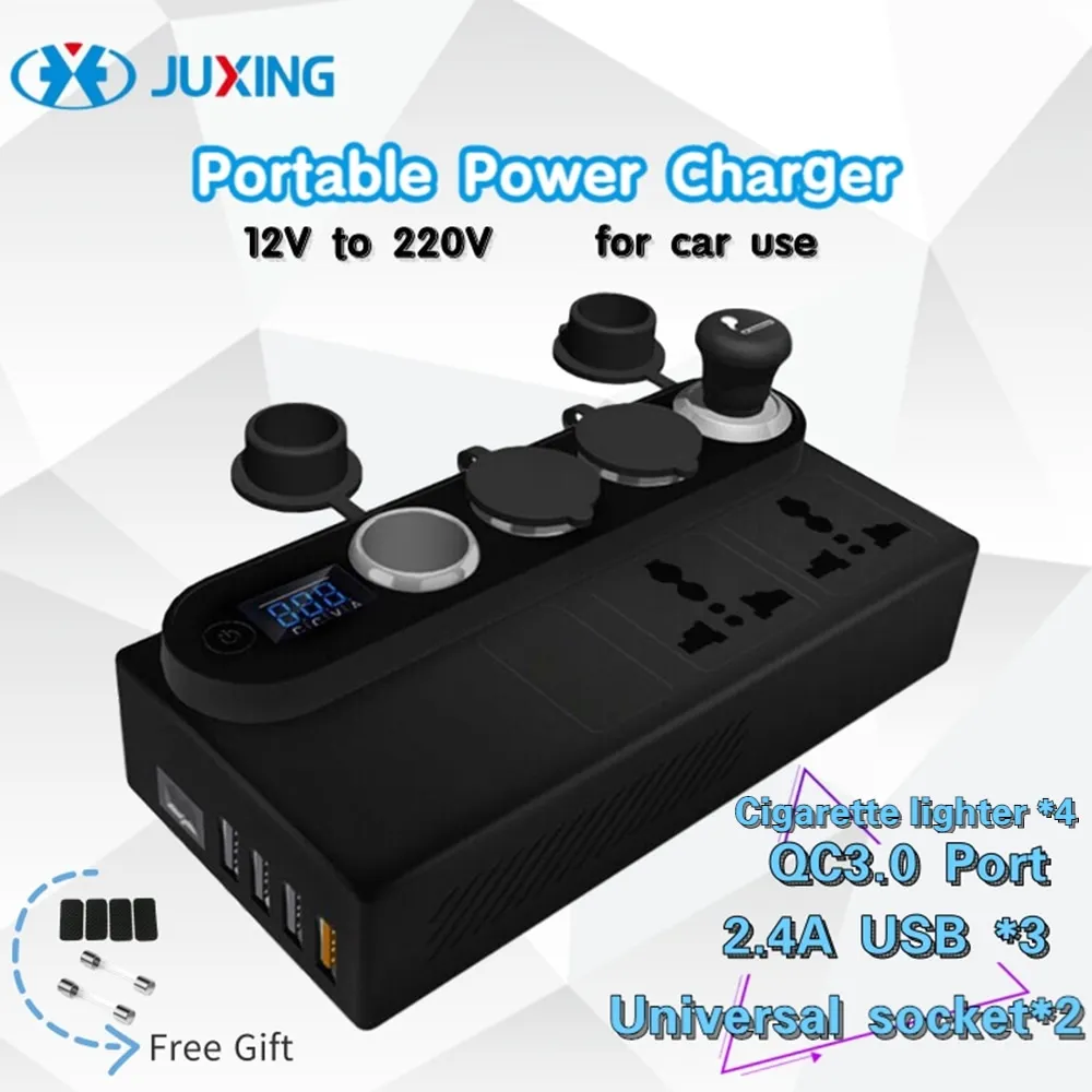 Преобразователь автомобильного зарядного устройства JUXING, инвертор для грузовика/транспортного средства, 12-24 В постоянного тока в 220 В переменного тока, адаптер с QC 3,0 портом + 2 розетками переменного тока, чистый синус
Преобразователь автомобильного зарядного устройства JUXING, инвертор для грузовика/транспортного средства, 12-24 В постоянного тока в 220 В переменного тока, адаптер с QC 3,0 портом + 2 розетками переменного тока, чистый синус