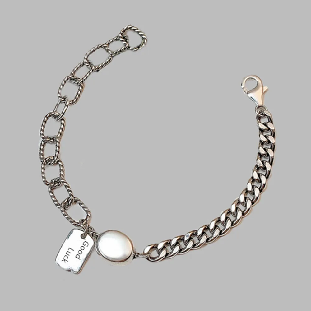 Винтажный квадратный бренд с надписью LUCK Thai Fashion Lock Chian браслет для женщин и