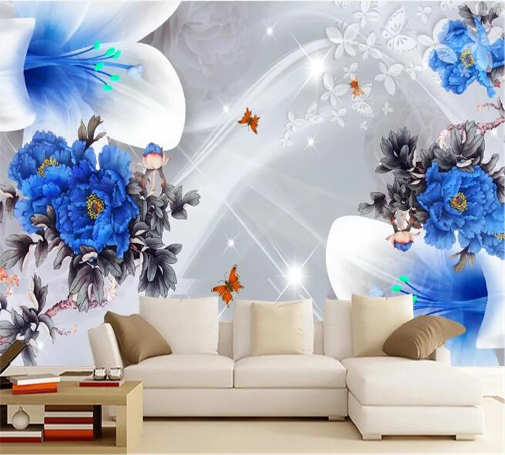 

Beibehang пользовательские обои романтическая роспись красивый Шелковый цветок лилии цветок пиона ТВ фоновые настенные фотообои настенные Papede