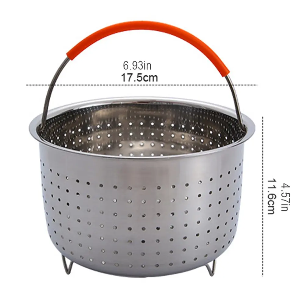 Thicken Deepening Multi-function Stainless Steel Basket Fruit Plug-in Silicone Handle Pressure Cooker Steam Basket 
Thicken Deepening Multi-function Stainless Steel Basket Fruit Plug-in Silicone Handle Pressure Cooker Steam Basket