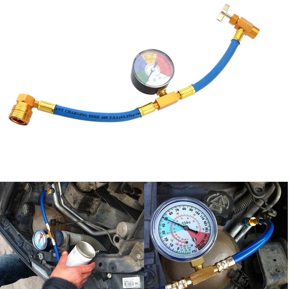 R134A Air Conditioning Refrigerant Charging Hose with Gauge for Car (1/2 Thread for American and Europe) A35
R134A Air Conditioning Refrigerant Charging Hose with Gauge for Car (1/2 Thread for American and Europe) A35