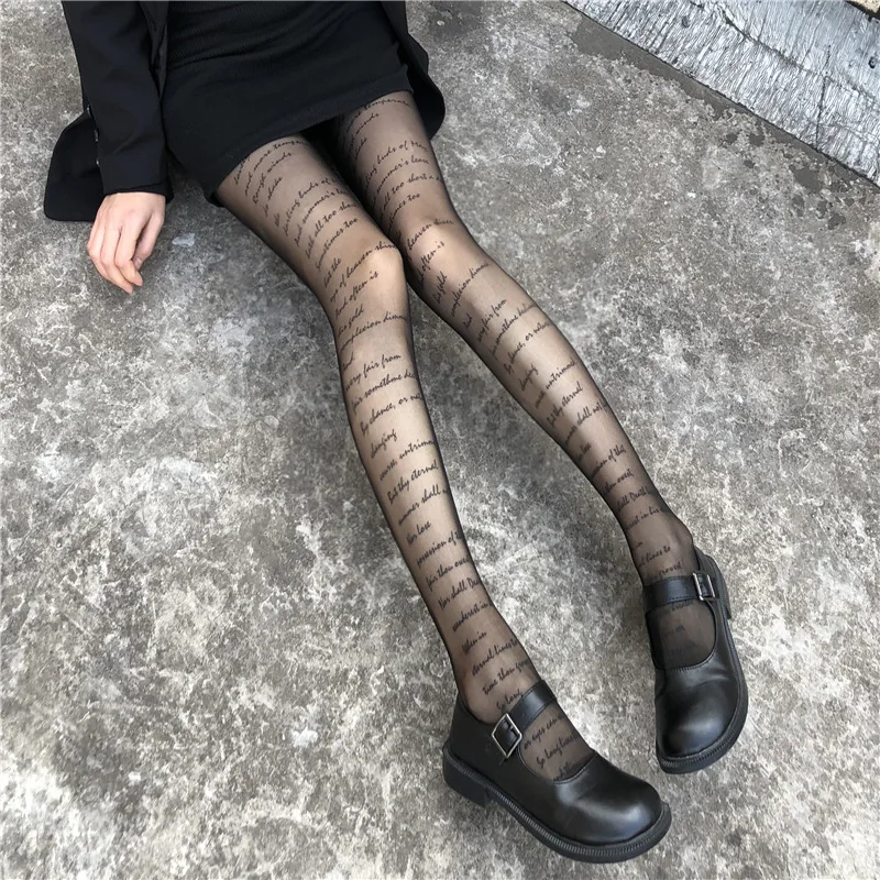 English Letters Black Stockings Thin Panty Socks Black Ins Nightclub Hot Girl Fashion Stockings JK Black Silk Socks Female
English Letters Black Stockings Thin Panty Socks Black Ins Nightclub Hot Girl Fashion Stockings JK Black Silk Socks Female
