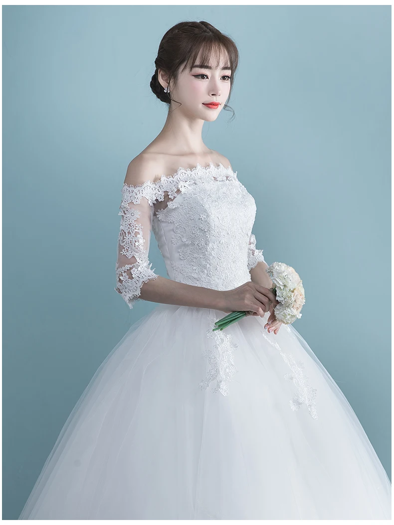 Женское свадебное платье с вырезом лодочкой простое бальное большого размера