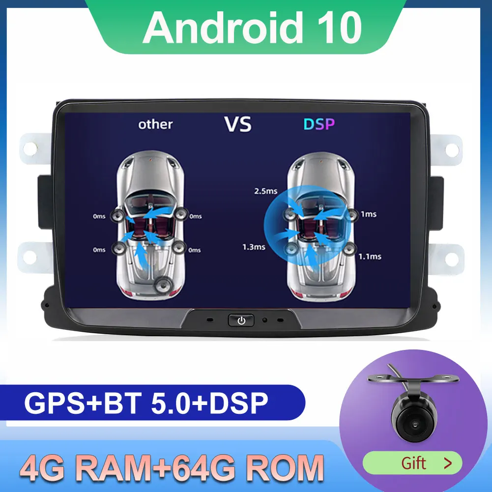 

DSP 4GB+64GB PX6 Auto Multimedia Player 1 Din Android 10 Car Radio For Dacia/Sandero/Duster/Captur/Lada/Xray 2/Logan 2 GPS Navi