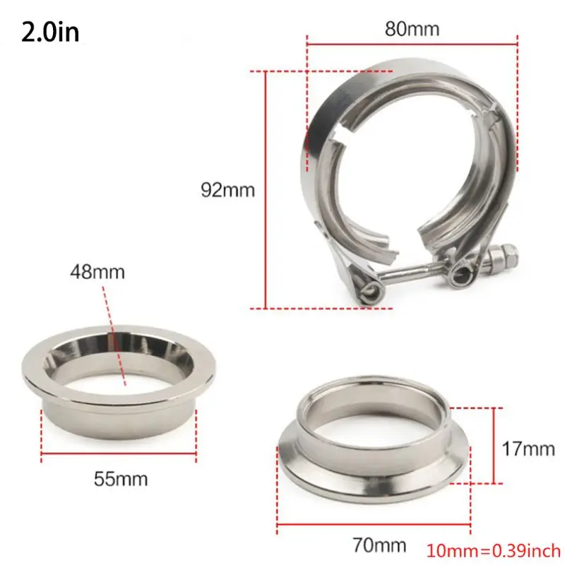 Quick Release V-band Exhaust Clamp Male Female Flanges Kit Stainless Steel Universal V band 1.5 2" 2.5" 3.25" 3.5" |