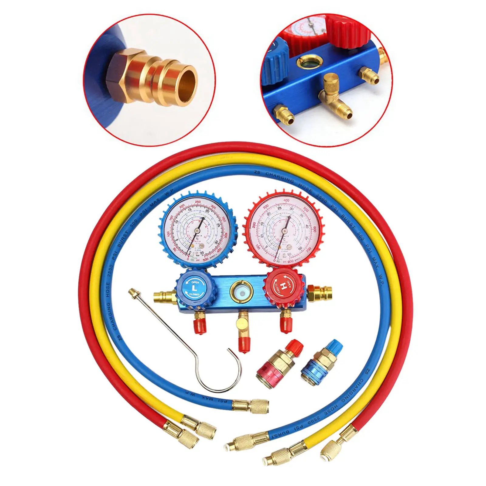 Air-Conditioning Manifold Gauge Set for R134A Refrigeration 100cm Refrigerant Charging Hose with 2 Quick Coupler Gauge Kits
Air-Conditioning Manifold Gauge Set for R134A Refrigeration 100cm Refrigerant Charging Hose with 2 Quick Coupler Gauge Kits