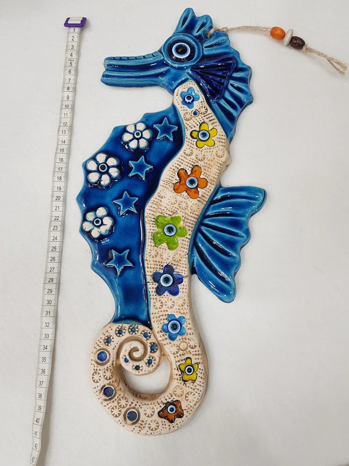Handmade Embossed Ceramic Seahorse, Wall Hanging Art, English, Decorative,Evil eye
Handmade Embossed Ceramic Seahorse, Wall Hanging Art, English, Decorative,Evil eye