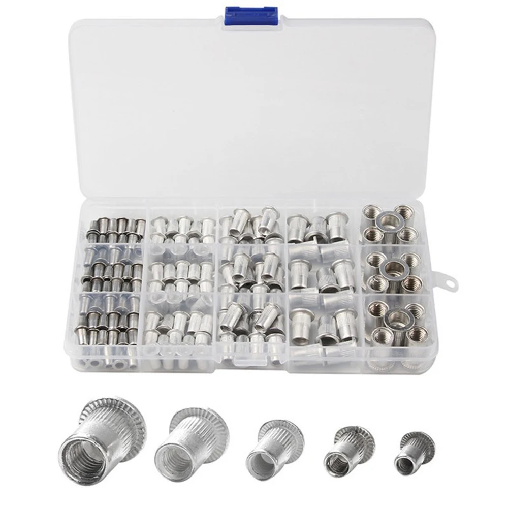 150Pcs Aluminum Rivet Nut Flat Head Vertical Grain Rivet Nut Blind Rivet Nut M3/M4/M5/M6/M8 Threaded Insert Cap Assortment Kit
150Pcs Aluminum Rivet Nut Flat Head Vertical Grain Rivet Nut Blind Rivet Nut M3/M4/M5/M6/M8 Threaded Insert Cap Assortment Kit
