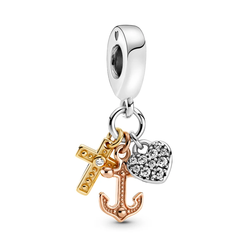 Beautiful Spring 925 Sterling Silver Triple Tone Cross Heart Dangle Charm fit Pandora Bracelet Pendant Necklace Silver Jewelry
Beautiful Spring 925 Sterling Silver Triple Tone Cross Heart Dangle Charm fit Pandora Bracelet Pendant Necklace Silver Jewelry