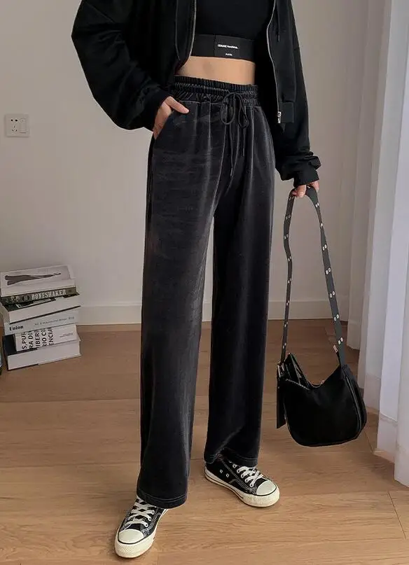 Black Velvet Winter Autumn Women Trousers Wide Women Pants Women High-waist Women Pants Casual Women Trousers Straight Pants
Black Velvet Winter Autumn Women Trousers Wide Women Pants Women High-waist Women Pants Casual Women Trousers Straight Pants