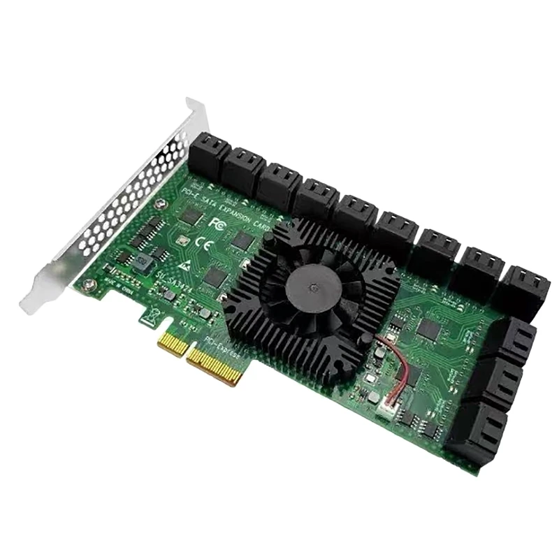PCI-E 4X To SATA Expansion Card With 24-Port SATA3.0 6Gpbs Hard Drive Expansion Card For PC Mining With Cooling Fan
PCI-E 4X To SATA Expansion Card With 24-Port SATA3.0 6Gpbs Hard Drive Expansion Card For PC Mining With Cooling Fan