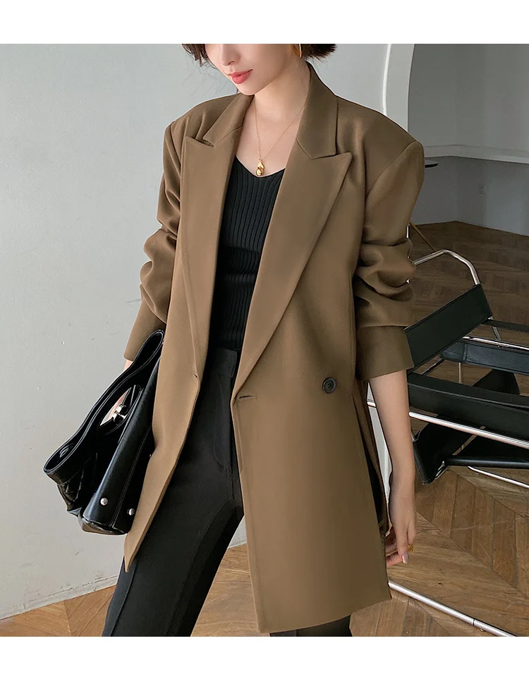 SHENGPALAE Elegant Solid Color Blazer Women's Autumn 2021 New Notched Loose Double Breasted Long Sleeve Suit Jacket Without Belt
SHENGPALAE Elegant Solid Color Blazer Women's Autumn 2021 New Notched Loose Double Breasted Long Sleeve Suit Jacket Without Belt