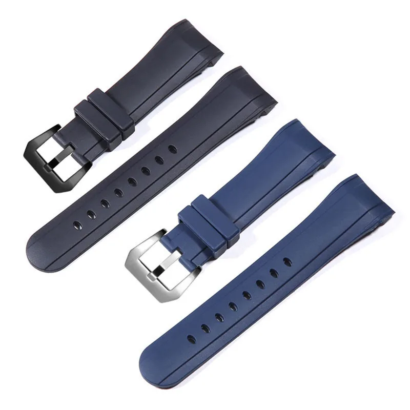 

Luxury Blue Black 24mm Silicone watchband For Graham strap Racing Bent Watch band Rubber Bracelet with stainless steel buckle