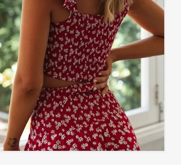 2PCS Women Fashion Set Tank Tops Skirt Boho Floral Sleeveless Crop Top High Waist Pleated Long Maix Skirts Matching Sets Clothes 
2PCS Women Fashion Set Tank Tops Skirt Boho Floral Sleeveless Crop Top High Waist Pleated Long Maix Skirts Matching Sets Clothes