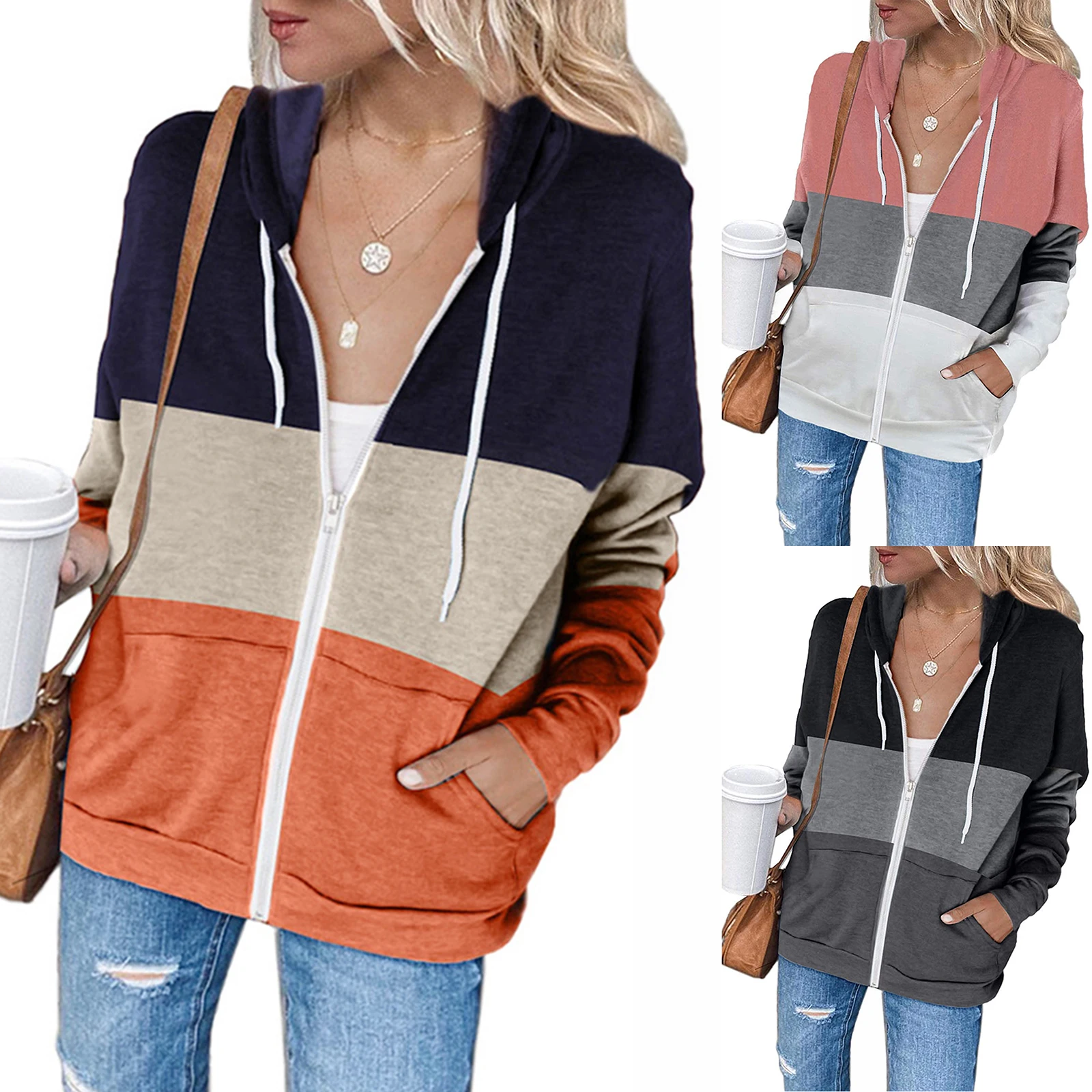 Женский свитер с V-образным вырезом и длинным рукавом, с капюшоном 
Женский свитер с V-образным вырезом и длинным рукавом, с капюшоном