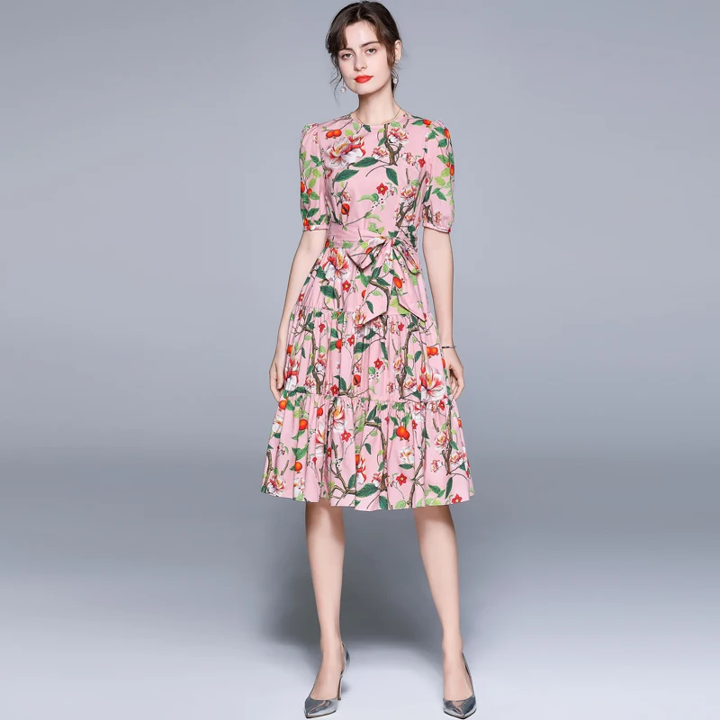 Elegant Summer Pomegranate Printed Dress Vintage Women Flower Short Sleeve Lace Up Sashes Holiday Boho Dress Vestido
Elegant Summer Pomegranate Printed Dress Vintage Women Flower Short Sleeve Lace Up Sashes Holiday Boho Dress Vestido