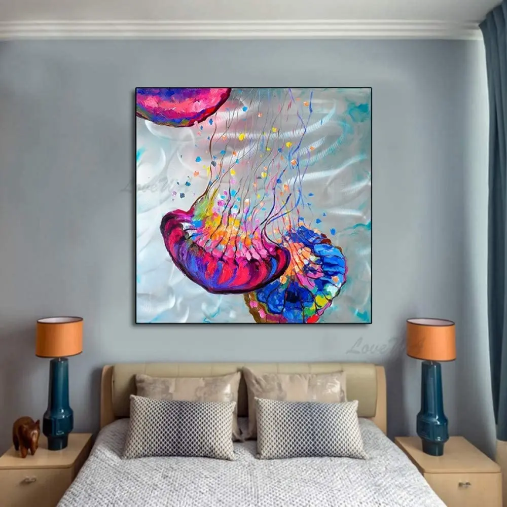 Hand Painted Oil Painting On Canvas Cartoon Colored Jellyfish Pattern Design Wall Art For Living Room Corridor Decor No Frame
Hand Painted Oil Painting On Canvas Cartoon Colored Jellyfish Pattern Design Wall Art For Living Room Corridor Decor No Frame