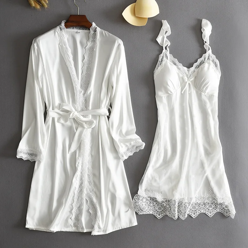 Kimono Robe Set Women Satin 2PCS Sleep Set Homewear Patchwork Nightwear Intimate Lingerie Sexy Bathrobe Gown Summer Nightgown
Kimono Robe Set Women Satin 2PCS Sleep Set Homewear Patchwork Nightwear Intimate Lingerie Sexy Bathrobe Gown Summer Nightgown