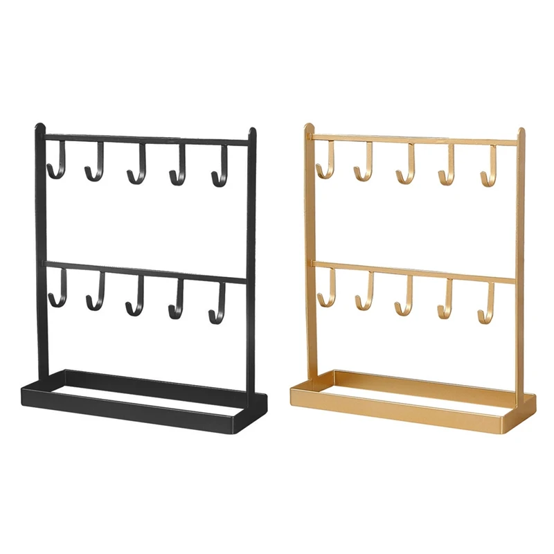 2 Pcs Iron Jewelry Earring Hanger Necklace Ring Earring Earring Shelf Display Shelf Porch Key Rack, Black & Gold
2 Pcs Iron Jewelry Earring Hanger Necklace Ring Earring Earring Shelf Display Shelf Porch Key Rack, Black & Gold