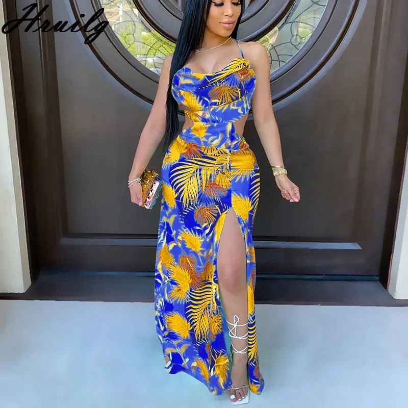 Woman Dress Sexy Print Sleeveless Backless Strappy Split Female Maxi Dress Beach Holiday Boho Summer Dress Vestido De Mulher
Woman Dress Sexy Print Sleeveless Backless Strappy Split Female Maxi Dress Beach Holiday Boho Summer Dress Vestido De Mulher