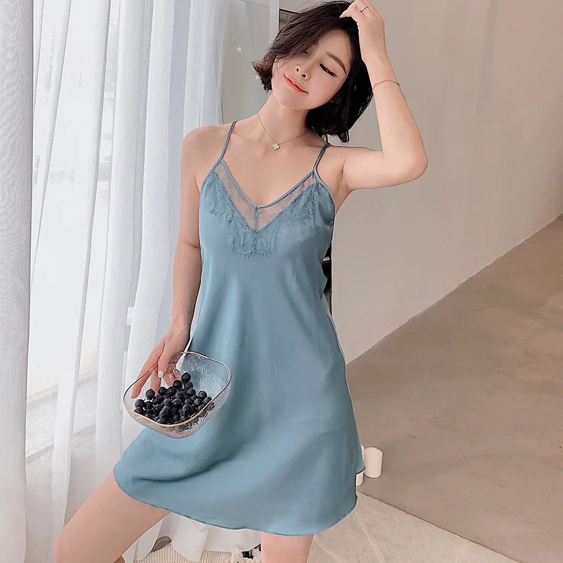 Women's Sexy Nightgown V-Neck Ladies Sleeveless Silky Satin Lace Sleep Dress Spaghetti Strap Loungewear Sleep Skirt
Women's Sexy Nightgown V-Neck Ladies Sleeveless Silky Satin Lace Sleep Dress Spaghetti Strap Loungewear Sleep Skirt