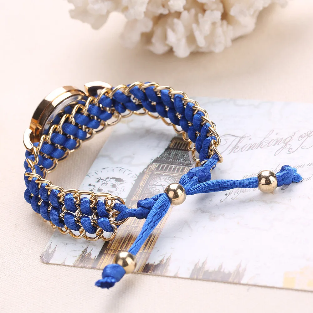 1PCs Woman Rhinestone Bracelet Watch Handmade Knitting Rope Chain Winding Analog Quartz Movement Elastic Fashion Wrist Watch
1PCs Woman Rhinestone Bracelet Watch Handmade Knitting Rope Chain Winding Analog Quartz Movement Elastic Fashion Wrist Watch