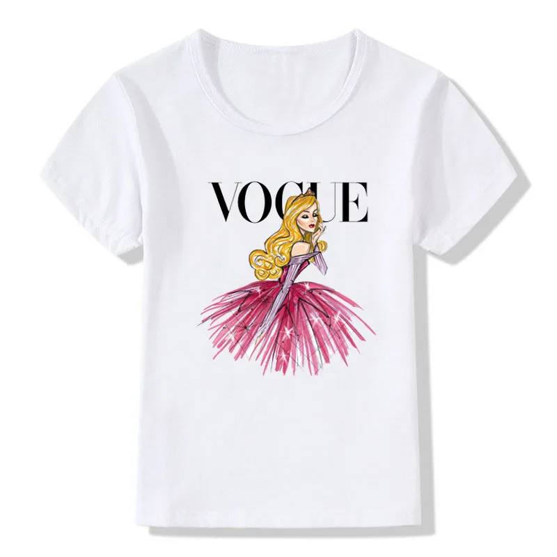 VOGUE Harajuku/Летняя Повседневная футболка с принтом принцессы 12 цветов для девочек