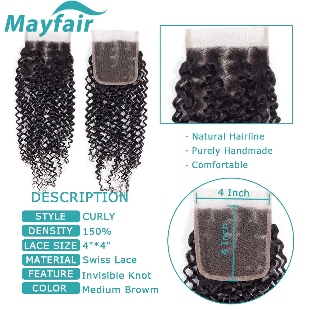 Mayfair Curly 3 Bundles With Closure Peruvian Hair Bundles With Closure Non-Remy Human Hair With 4*4 Lace Closure
Mayfair Curly 3 Bundles With Closure Peruvian Hair Bundles With Closure Non-Remy Human Hair With 4*4 Lace Closure