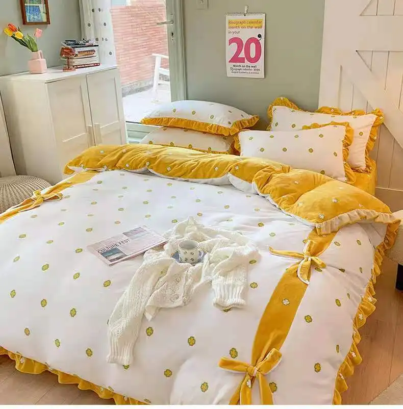 New high gram heavy milk fleece set small fresh lovely wind sweet Bedding Set 4 pieces
New high gram heavy milk fleece set small fresh lovely wind sweet Bedding Set 4 pieces
