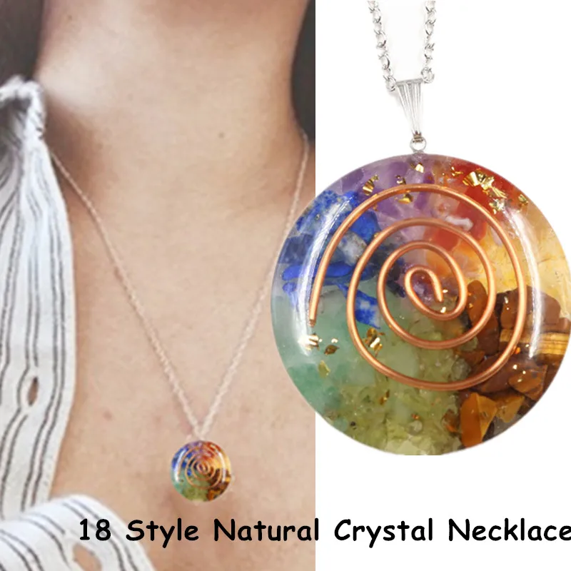 New Fashion Trend 18 Style Colorful Energy Stone Pendant Natural Crystal Pendant Necklace Lucky With Gold Pattern Unisex Jewelry
New Fashion Trend 18 Style Colorful Energy Stone Pendant Natural Crystal Pendant Necklace Lucky With Gold Pattern Unisex Jewelry