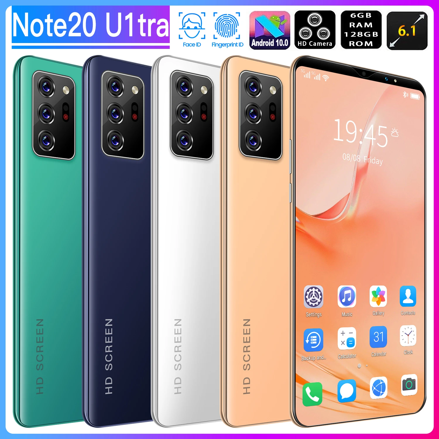 HuaWe Note20 U1tra Smartphone 13+24MP Camera 4G LTE 5G 6.1 Inch Screen 4800mAh Android 10.1 Dual SIM Card Mobile Phone Face ID
HuaWe Note20 U1tra Smartphone 13+24MP Camera 4G LTE 5G 6.1 Inch Screen 4800mAh Android 10.1 Dual SIM Card Mobile Phone Face ID