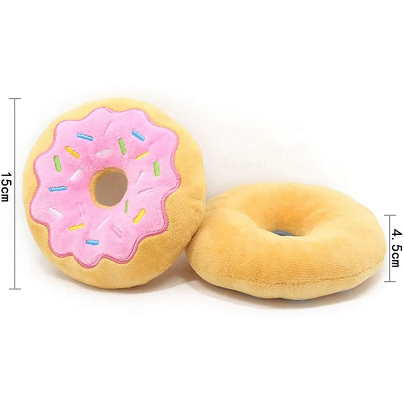 

Smiling Cheese Plush Soft Stuffed Donuts Squeaky Dog Chew Toy 15CM Cute Puppy Small Medium Dog Squeaker Interactive Sound Toys