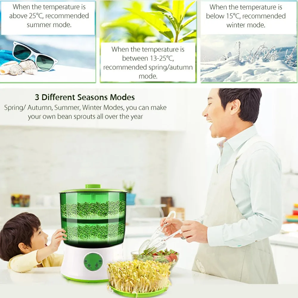 110V/220V Automatic Bean Sprouts Maker Thermostat Electric Germinator Green Seedling Sprout Growth Bucket Machine US EU
110V/220V Automatic Bean Sprouts Maker Thermostat Electric Germinator Green Seedling Sprout Growth Bucket Machine US EU