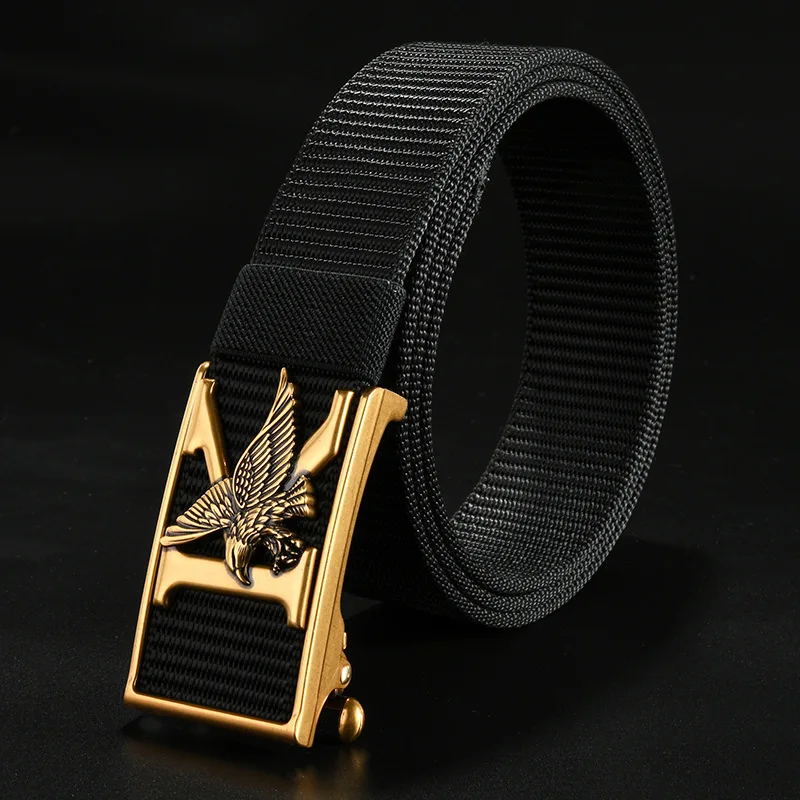 

Belt for Men Military 2021 Fashion Canvas Belt Casual Overalls Belt Metal Buckle Eagle Embellished Army Pants Belt Tactical Belt