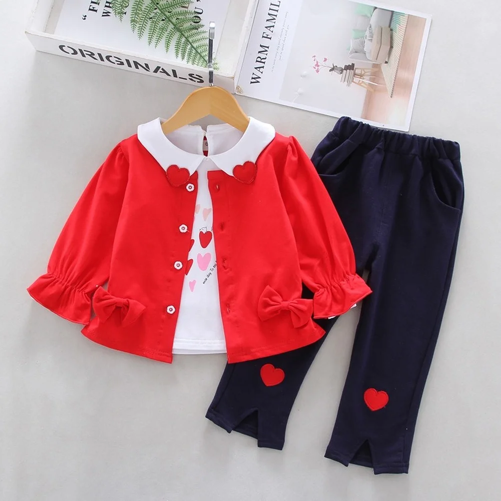 Children's Long Sleeve Bowknot Coat+T-Shirt+Trousers Girls Baby Spring Autumn New Sweet Fashion Children's Three-piece Set 1-4Y
Children's Long Sleeve Bowknot Coat+T-Shirt+Trousers Girls Baby Spring Autumn New Sweet Fashion Children's Three-piece Set 1-4Y