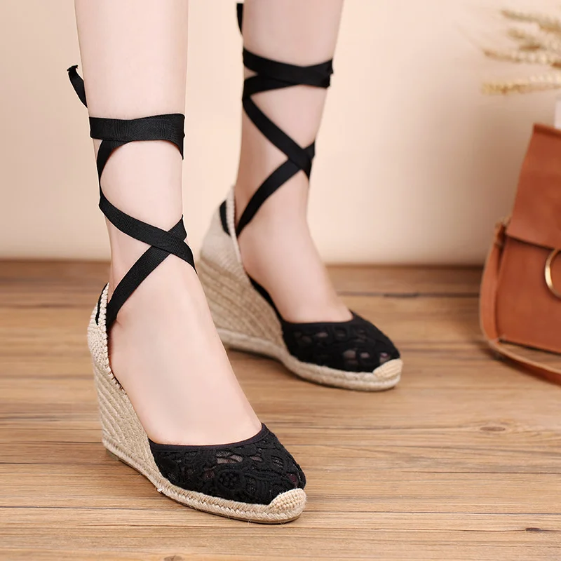 New cross strap shoes children's cotton high heel women's sandals creative slope heel lace sandals
New cross strap shoes children's cotton high heel women's sandals creative slope heel lace sandals