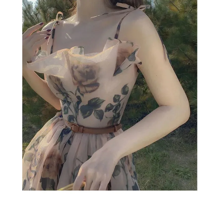 Girl Sexy Dress 2021 Summer New Original Vintage Vestido Women Big Flower Collect Waist Elegant Dresses
Girl Sexy Dress 2021 Summer New Original Vintage Vestido Women Big Flower Collect Waist Elegant Dresses