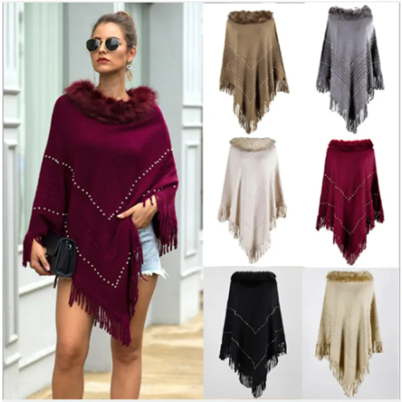 Ladies sweater shawl cloak spring, autumn and winter new women's fringed shawl cloak fur collar beaded ladies sweater
Ladies sweater shawl cloak spring, autumn and winter new women's fringed shawl cloak fur collar beaded ladies sweater