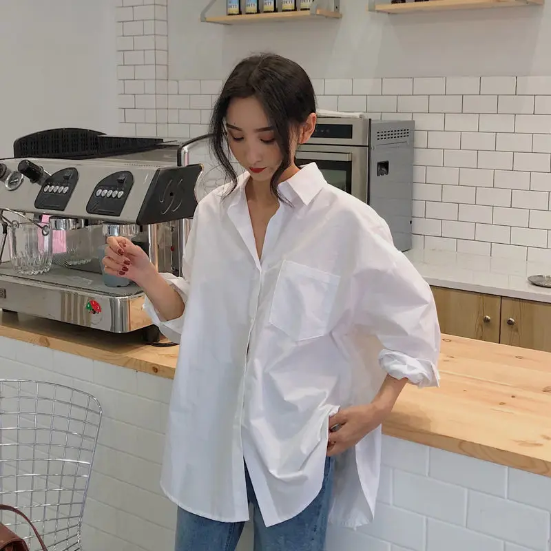 New Spring Autumn Women Shirts White Plain Loose Blouses Female Tops Shirt Long Sleeves Korean Style Blusas Pockets
New Spring Autumn Women Shirts White Plain Loose Blouses Female Tops Shirt Long Sleeves Korean Style Blusas Pockets