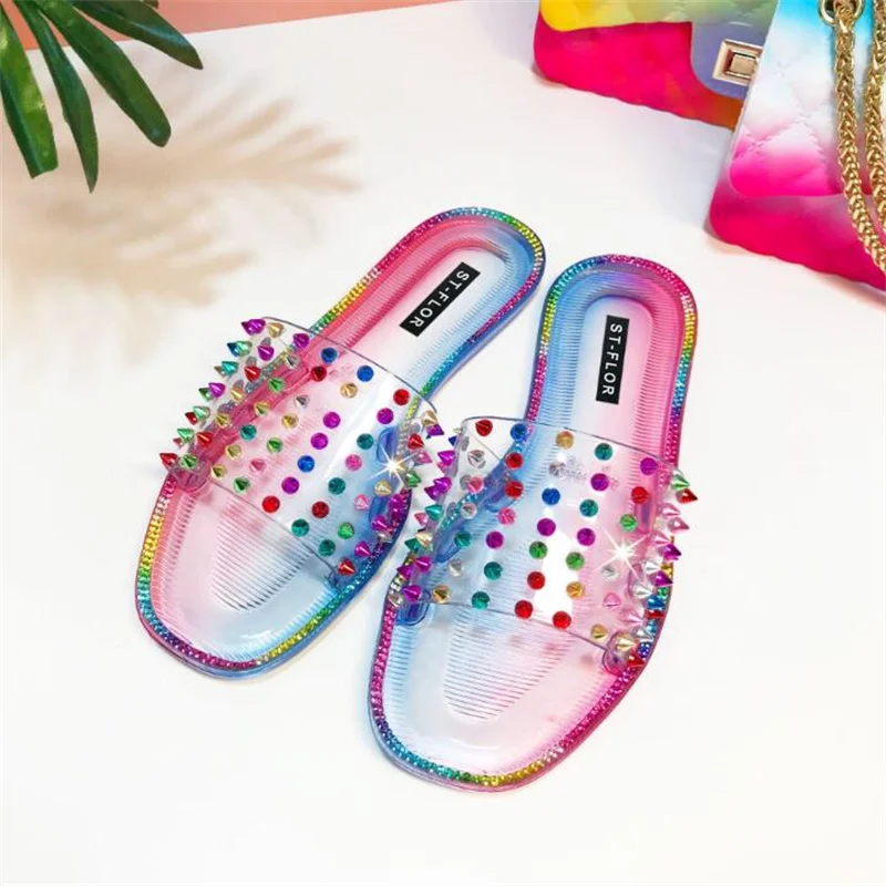 Women's slippers Transparent crystal colorful willow nail jelly Slippers Flat Sandals Ladies butterfly Leisure Shoes
Women's slippers Transparent crystal colorful willow nail jelly Slippers Flat Sandals Ladies butterfly Leisure Shoes