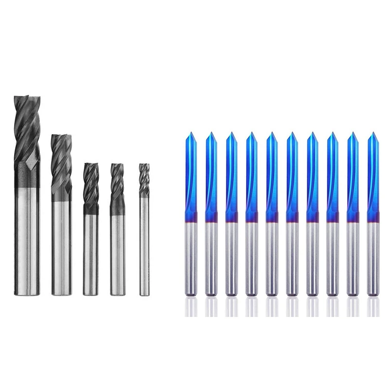 5Pcs 4 Fultes Milling Cutter Router Bits CNC End Mill Set 4-10Mm & 10Pcs Straight Groove 60 Degree V Bits Engraving Bits
5Pcs 4 Fultes Milling Cutter Router Bits CNC End Mill Set 4-10Mm & 10Pcs Straight Groove 60 Degree V Bits Engraving Bits
