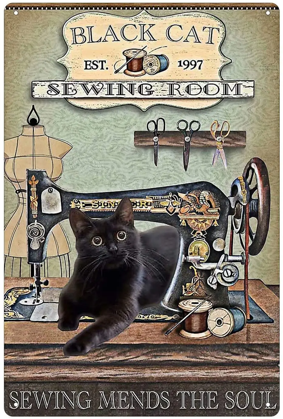Black Cat Sewing Room Retro Vintage Metal Tin Sign Wall Plaque Poster Cafe Bar Pub Beer Club Wall Home Decor 8x12 inch
Black Cat Sewing Room Retro Vintage Metal Tin Sign Wall Plaque Poster Cafe Bar Pub Beer Club Wall Home Decor 8x12 inch