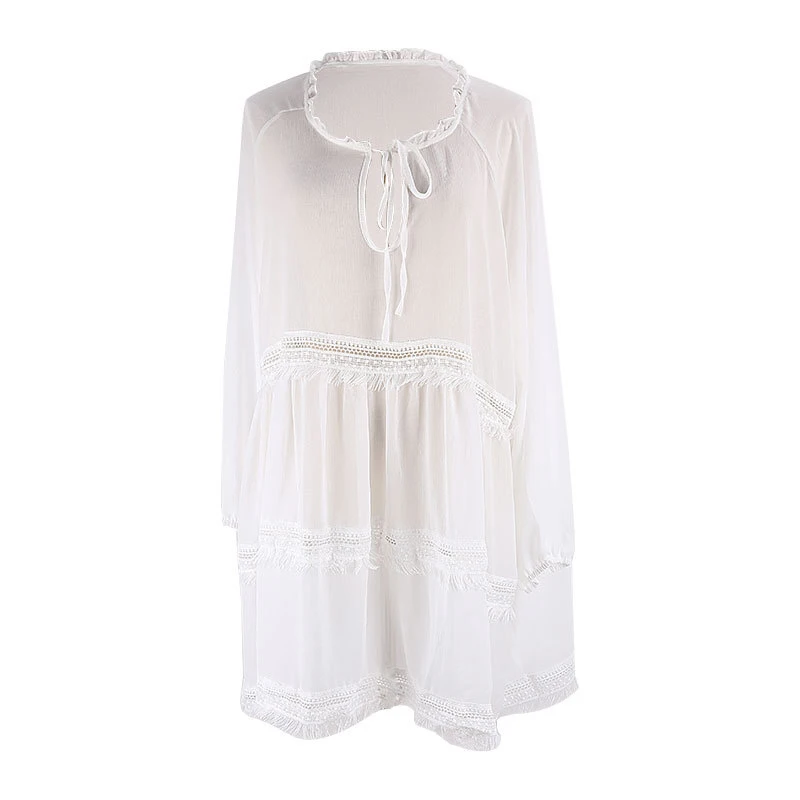 Hotvestita Beach Cover Up Women See Through Chiffon Lace Loose Hollow Out Long Sleeve Swimwear Sunscreen Mini Dress Bikini Smock
Hotvestita Beach Cover Up Women See Through Chiffon Lace Loose Hollow Out Long Sleeve Swimwear Sunscreen Mini Dress Bikini Smock