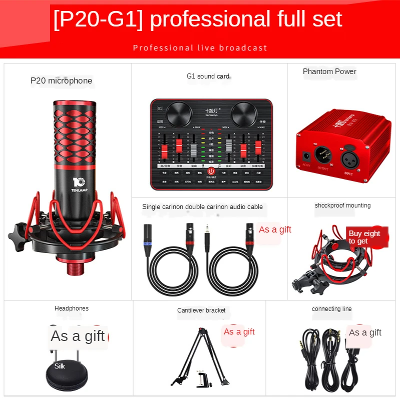 Audio Condenser Microphone Studio Vocal MIC Tripod for PC YouTube Video Chatting Gaming Podcast Recording with Mount Stand P20
Audio Condenser Microphone Studio Vocal MIC Tripod for PC YouTube Video Chatting Gaming Podcast Recording with Mount Stand P20