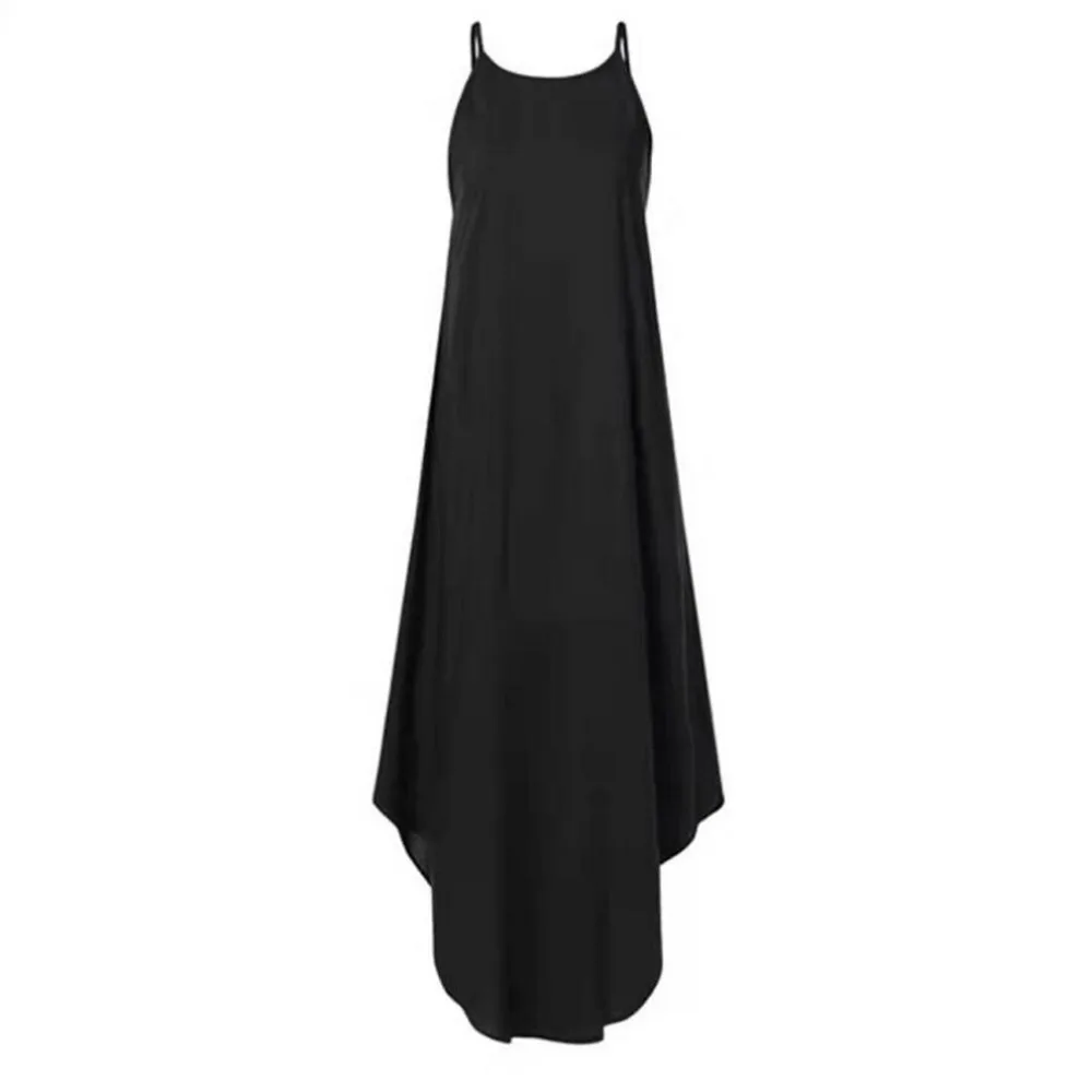 Женское платье без рукавов повседневное однотонное пляжное длинное на бретелях