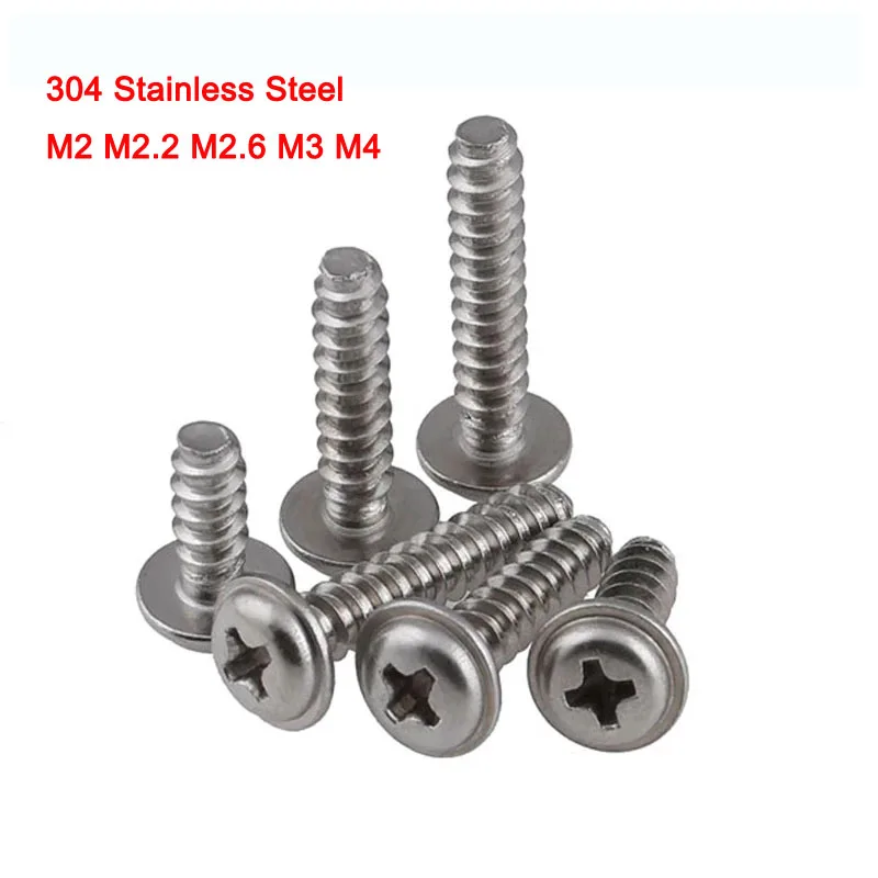 50pcs 304 Stainless Steel Cross Flat Tail Self Tapping Screw Bolts Round Head Screws With Pad M2 M2.2 M2.6 M3 M4
50pcs 304 Stainless Steel Cross Flat Tail Self Tapping Screw Bolts Round Head Screws With Pad M2 M2.2 M2.6 M3 M4