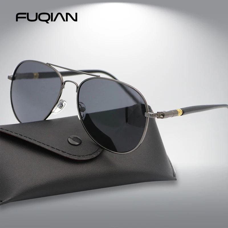 

Солнцезащитные очки-авиаторы FUQIAN мужские, классические поляризационные авиаторы в металлической оправе, с защитой UV400, для вождения, черные
